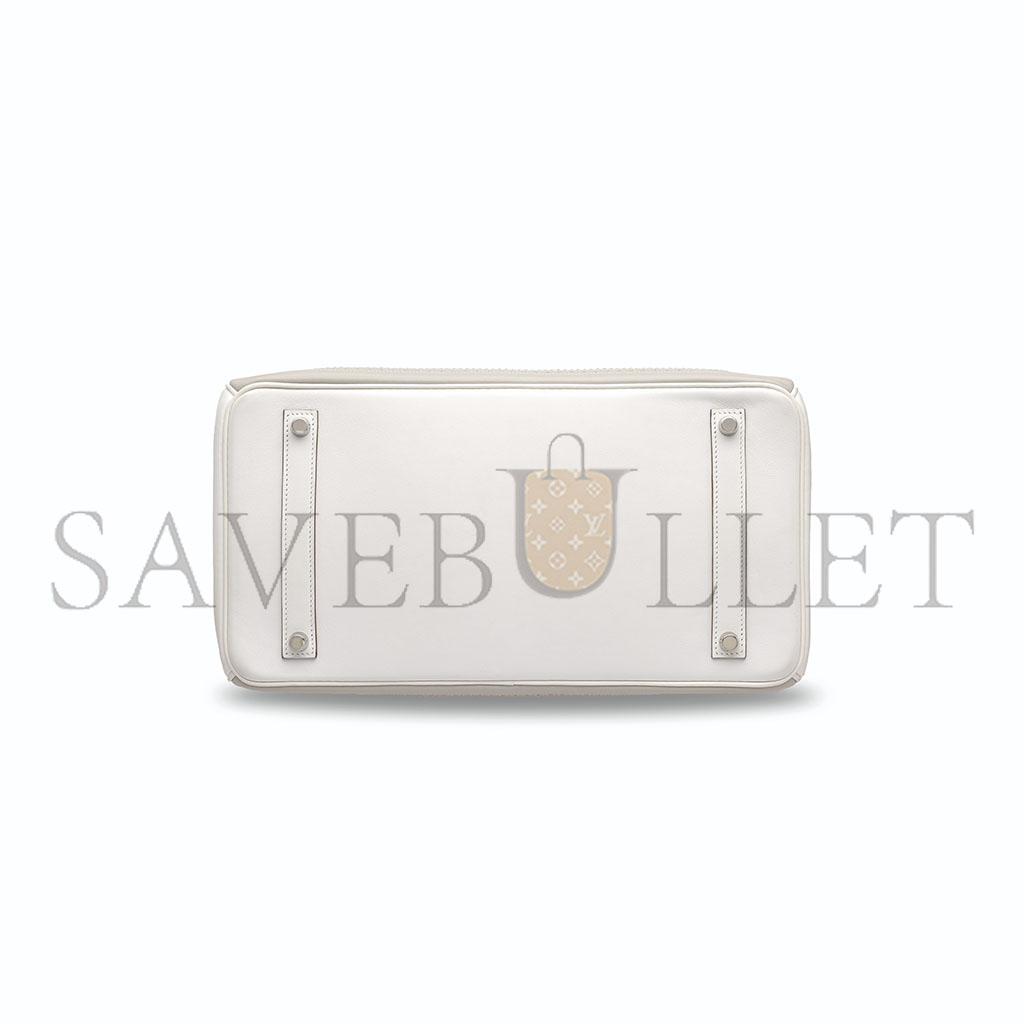 H**mes birkin 30 swift white and grey with silver buckle 321877 (30*22*15cm)